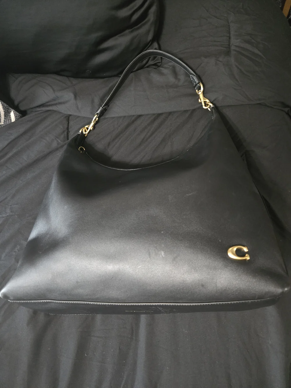 Coach Juliette 38 Black Leather Bag with Gold Hardware